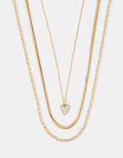 3-Pack Heart Pendant Chain Necklaces, , large