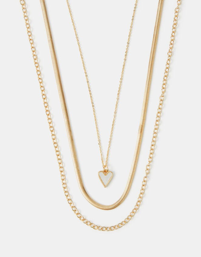 3-Pack Heart Pendant Chain Necklaces, , large