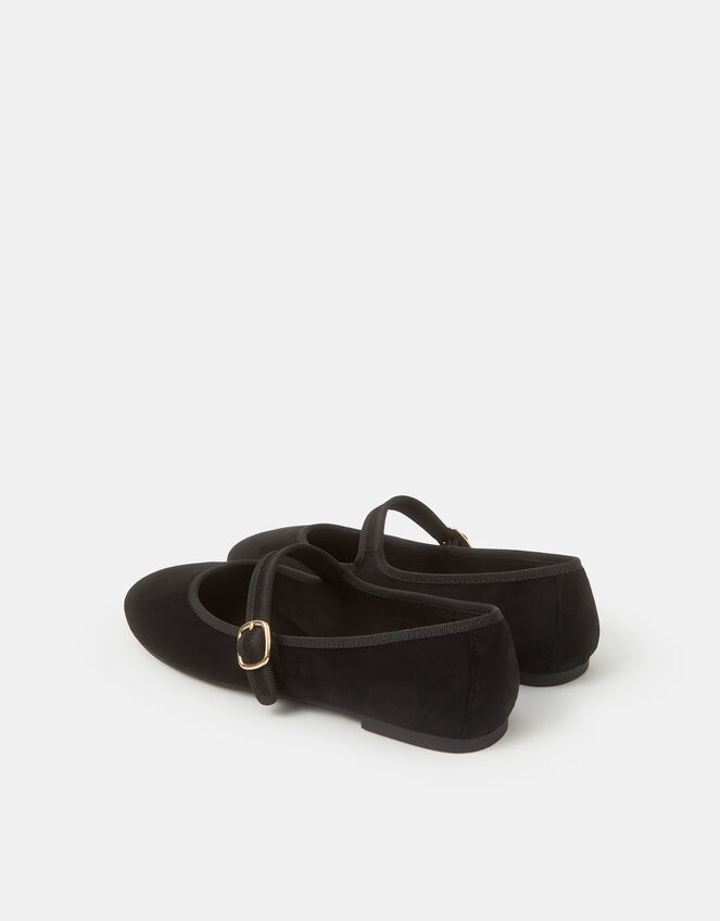 Faux Suede Mary Jane Ballet Flats, Black (BLACK), large