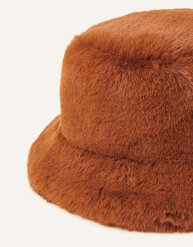 Faux Fur Bucket Hat, Brown (BROWN), large