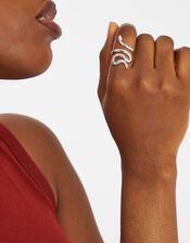 Sterling Silver-Plated Adjustable Snake Ring, , large