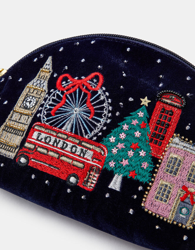 Christmas London Velvet Pouch, , large