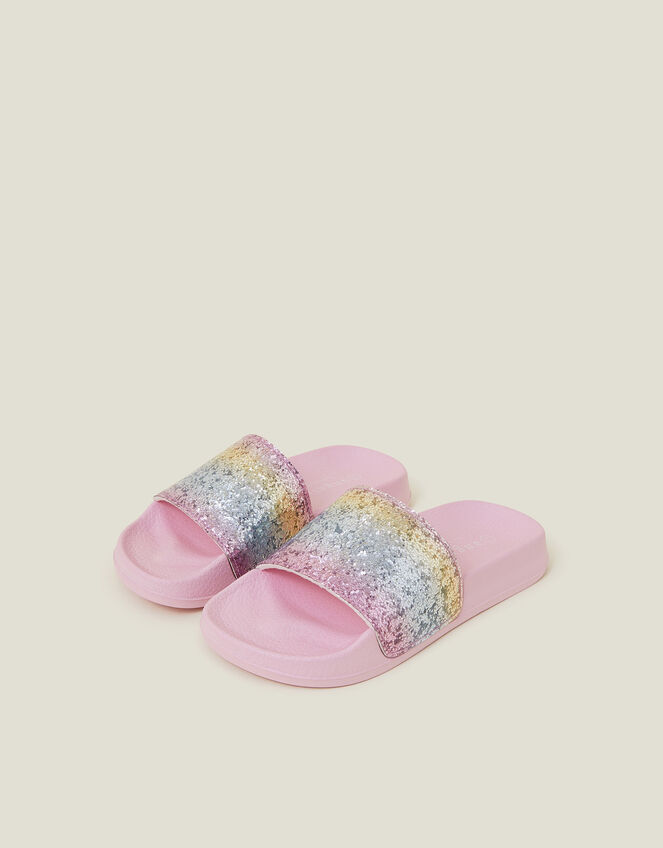 Girls Glitter Ombre Sliders, Pink (PINK), large