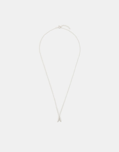 Sterling Silver Initial Pendant Necklace, Silver (ST SILVER), large