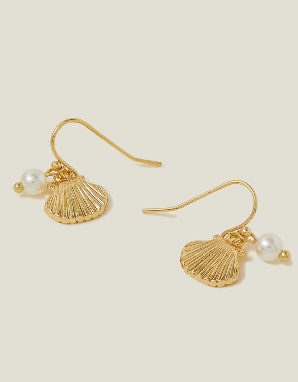 Pearly Shell Drop Earrings, , large