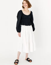 Embroidered Tiered Skirt, White (WHITE), large