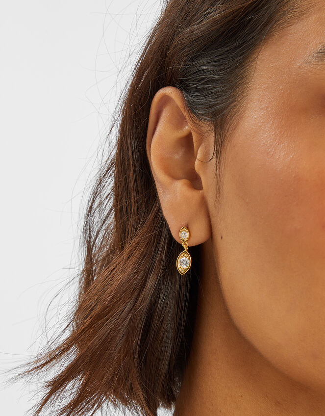 14ct Gold-Plated Diamanté Drop Earrings, , large