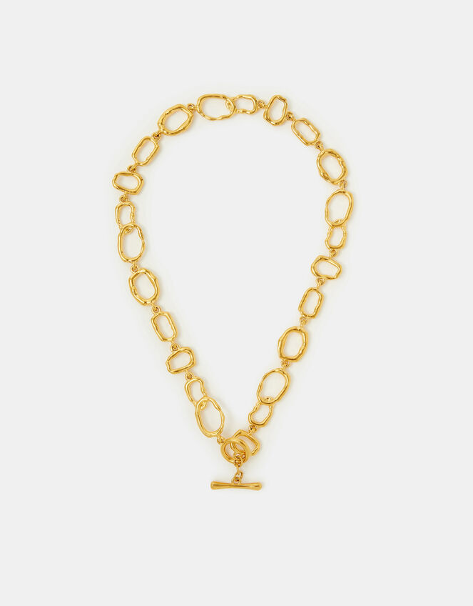 Stainless Steel Molten Link T-Bar Necklace, , large