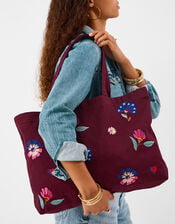 Floral Embroidered Shopper Bag, , large