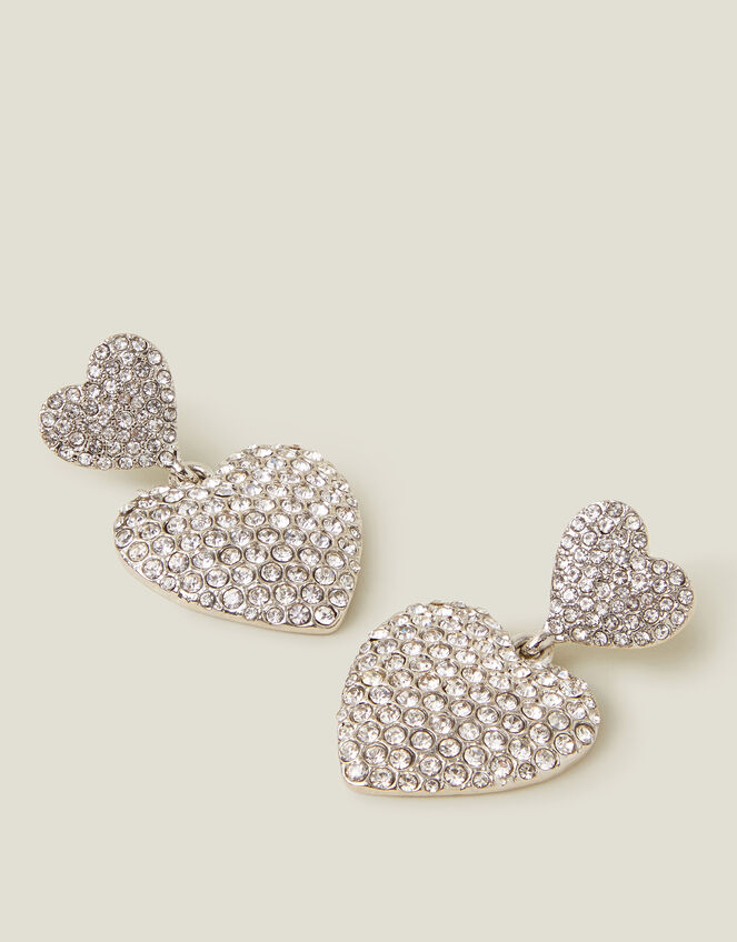 Pave Double Heart Earrings, , large