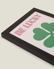 Pink Giraffe Print Co Be Lucky Framed A4 Art Print, , large