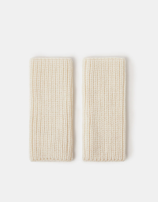 Ribbed Cut Off Gloves, Natural (NATURAL), large