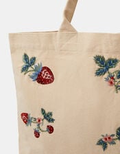 Strawberry Embellished Shopper Bag, , large