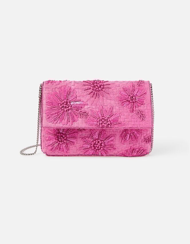 Natural Embellished Clutch Bag, Pink (PINK), large