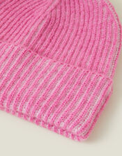Chunky Rib Beanie Hat, Pink (PINK), large