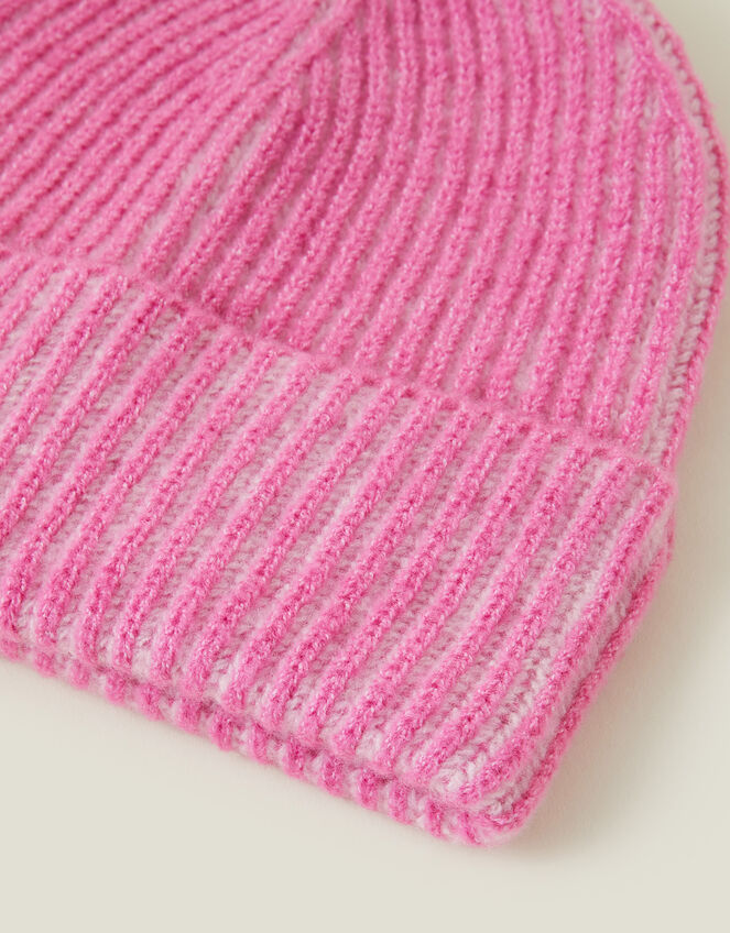 Chunky Rib Beanie Hat, Pink (PINK), large