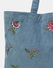 Floral Embroidered Corduroy Shopper Bag, , large