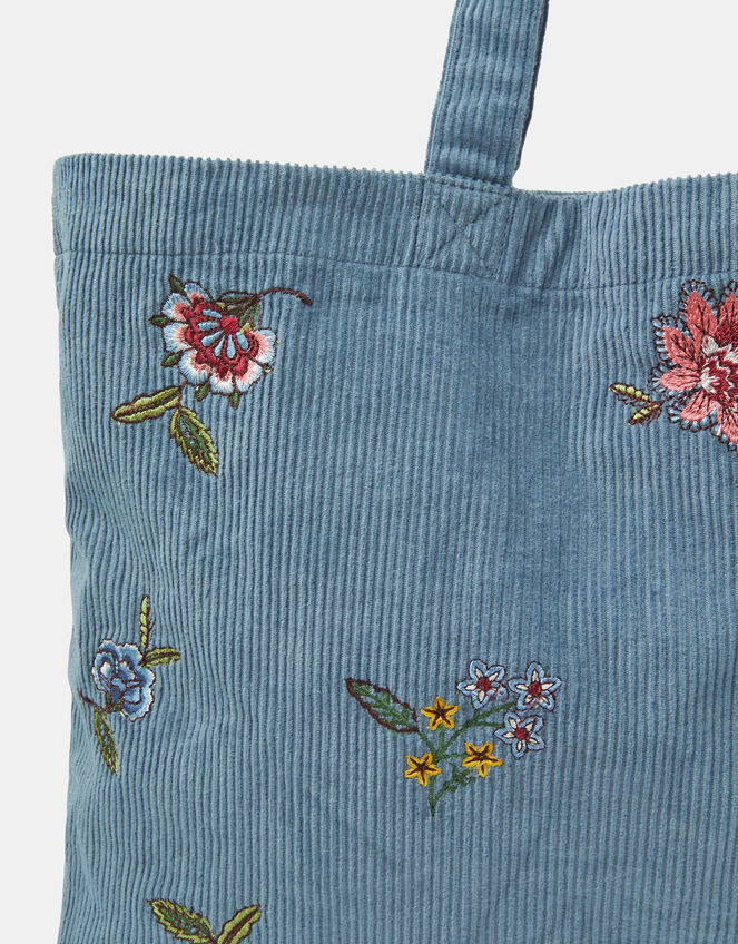 Floral Embroidered Corduroy Shopper Bag, , large