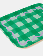 Talking Tables Gingham Wooden Serving Tray Green, , large