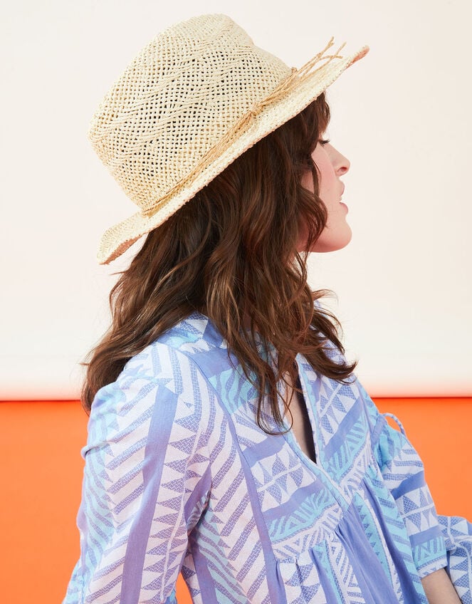 Straw Trim Hat, Natural (NATURAL), large