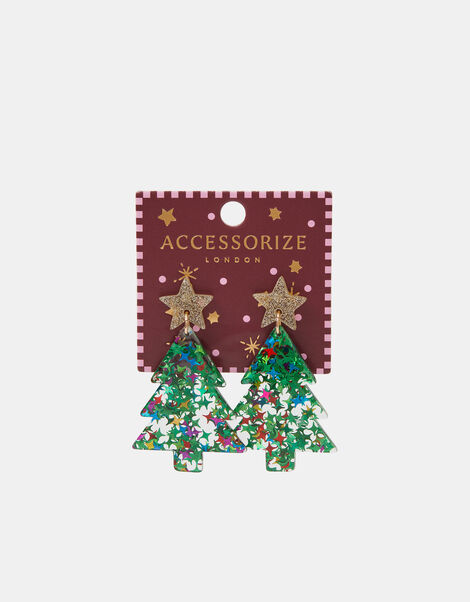 Christmas Tree Drop Earrings, , large