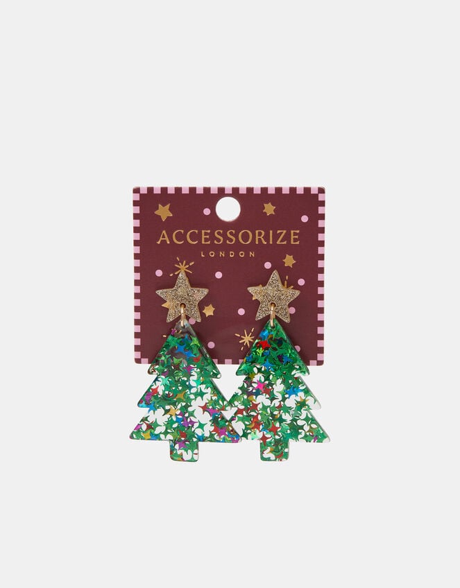 Christmas Tree Drop Earrings, , large