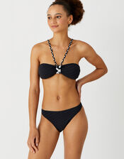Monochrome Textured Bandeau Bikini Top, Black (BLACK WHITE), large