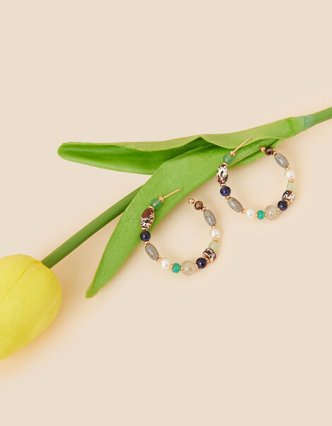 Beaded Hoop Earrings, , large