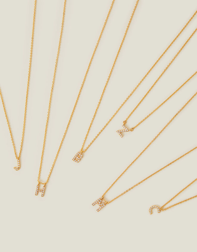 14ct Gold-Plated Sparkle Initial Necklace, Gold (GOLD), large