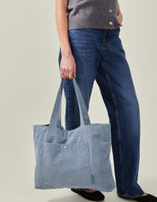 Corduroy Shopper Bag, Blue (BLUE), large