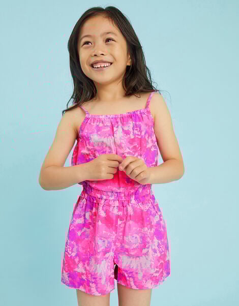 Girls Tie Dye Strappy Playsuit, Multi (BRIGHTS MULTI), large