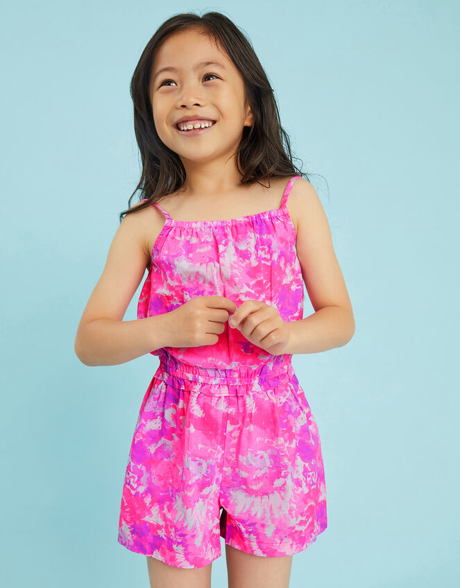 Girls Tie Dye Strappy Playsuit, Multi (BRIGHTS MULTI), large