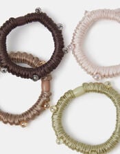 4-Pack Beaded Satin Hair Bands, , large