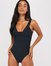 Lexi Plunge Shaping Swimsuit, Black (BLACK), large