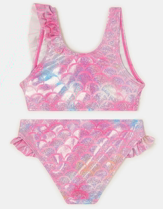 Girls Sparkle Frill Mermaid Bikini Set, Pink (PINK), large
