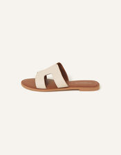 Leather Cut-Out Sliders, Cream (CREAM), large