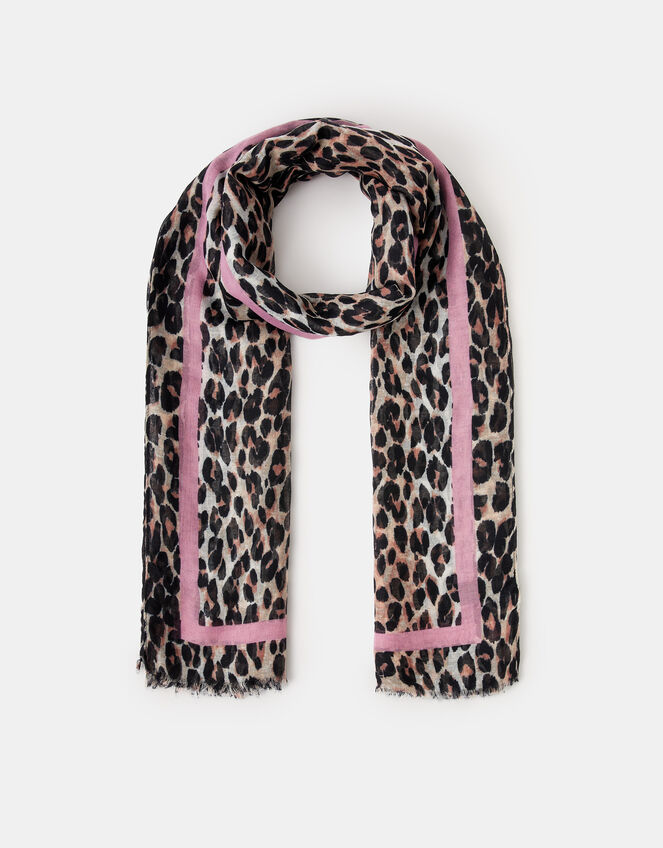 Lightweight Leopard Print Scarf, , large