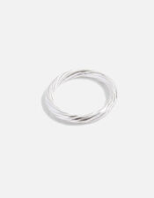 Sterling Silver Chunky Twisted Ring, Silver (ST SILVER), large