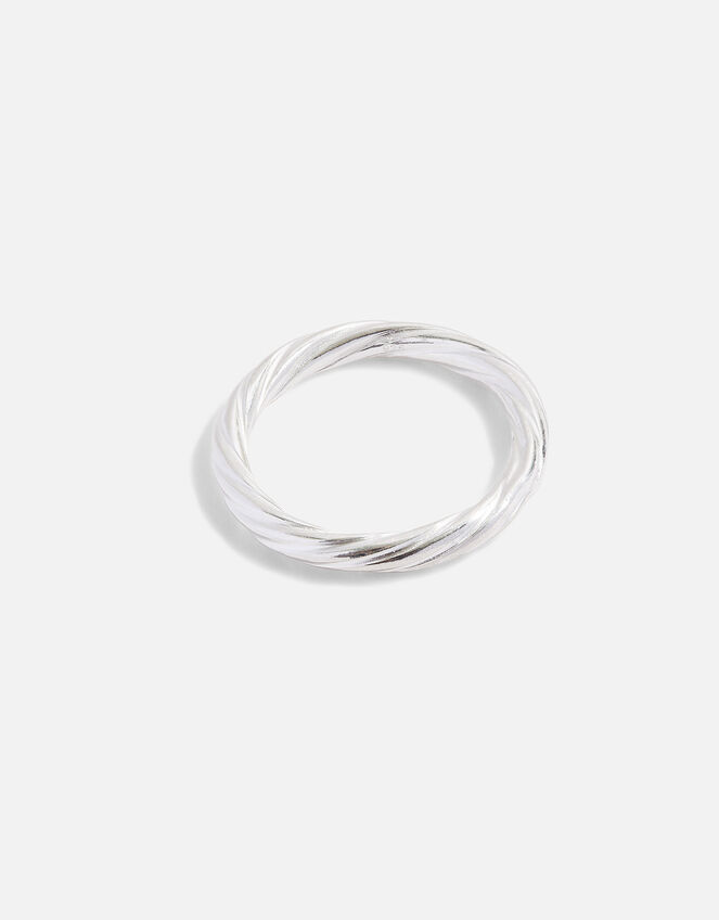 Sterling Silver Chunky Twisted Ring, Silver (ST SILVER), large