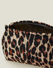 Quilted Leopard Print Medium Washbag, , large