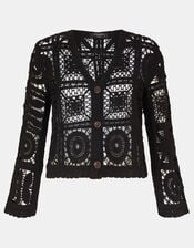 Crochet Cardigan, Black (BLACK), large