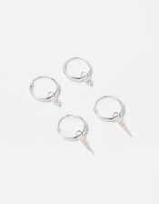 Sparkle Charm Mini Hoop Earring Set, , large