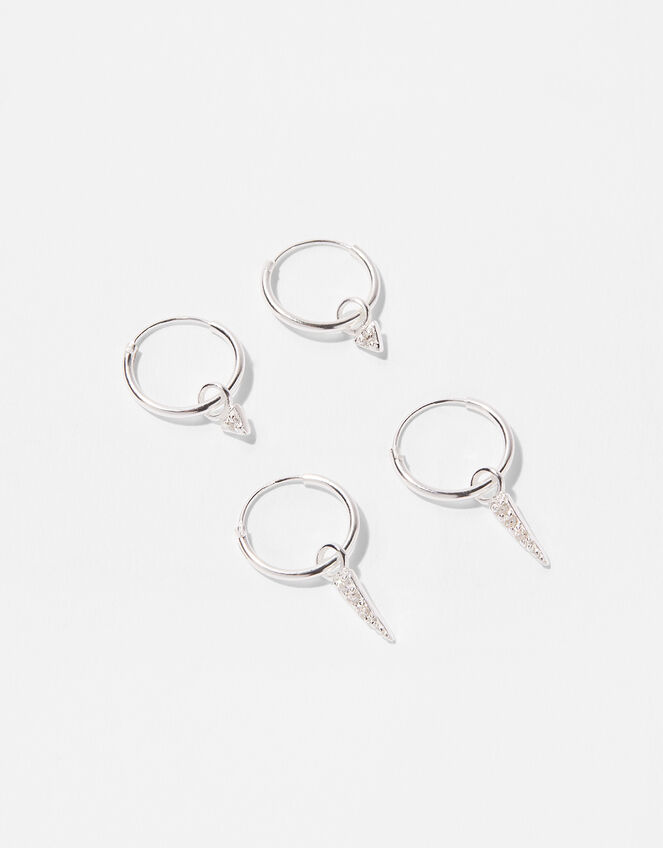 Sparkle Charm Mini Hoop Earring Set, , large