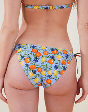 Lemons and Oranges Tie Side Bikini Briefs, Blue (BLUE), large