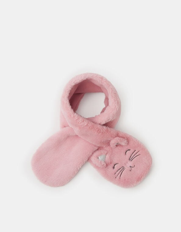 Girls Fluffy Faux Fur Cat Scarf, , large