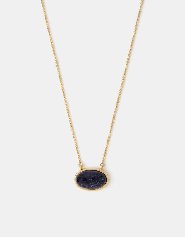 14ct Gold-Plated Stone Pendant Necklace, , large