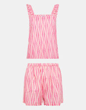 Ikat Frill Short Pyjamas Set, Pink (PINK), large