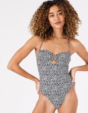 Bobbi Spot Bandeau Swimsuit, Black (BLACK WHITE), large