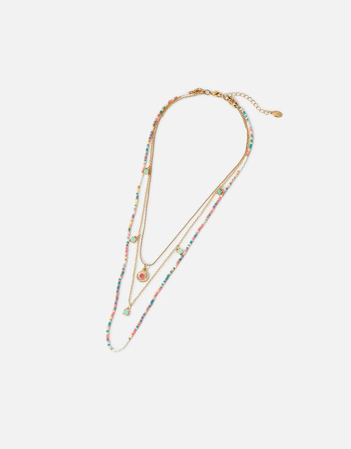 Seascape Seedbead and Charm Layered Necklace, , large