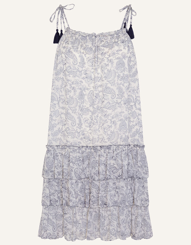 Strappy Tiered Dress, White (WHITE), large